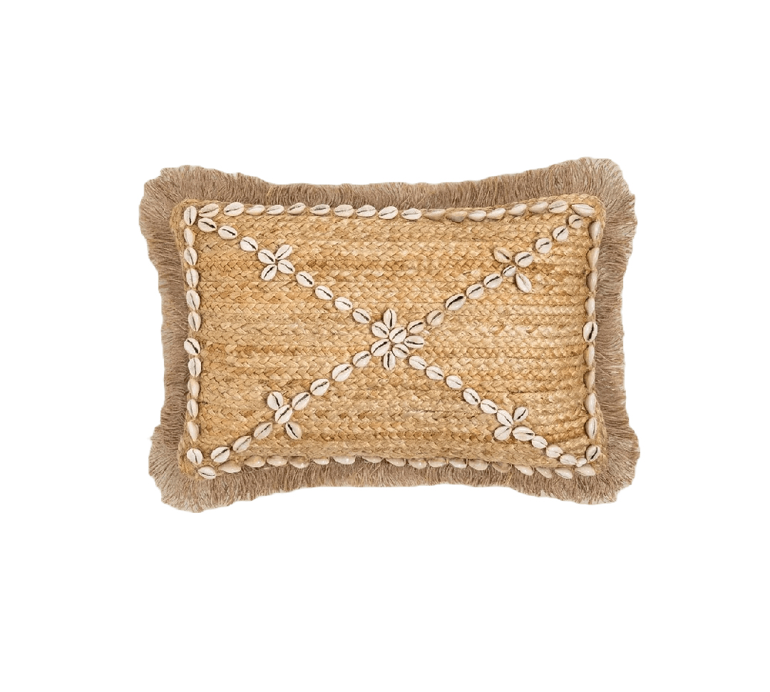 TRESSE RECTANGLE EN JUTE DECO CAURIS - NATUREL