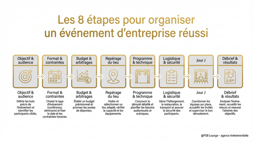 infographie étapes organisation événement entreprise