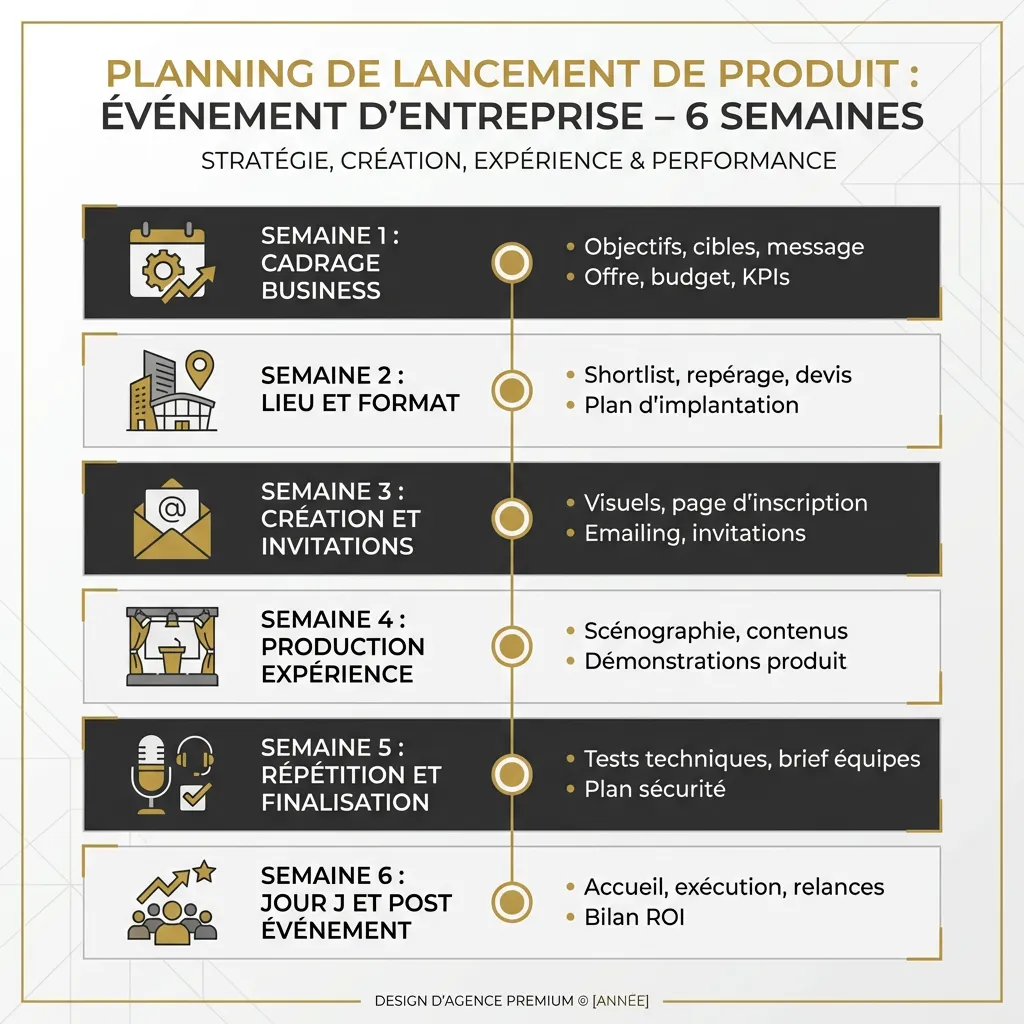 Planning d'événement sur 6 semaines
Planning d'événement sur 6 semaines