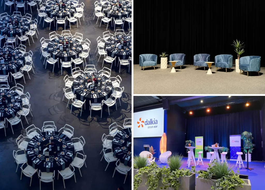 Mobilier événementiel haut de gamme, espaces networking et aménagement de conférence réalisés par PSB Lounge